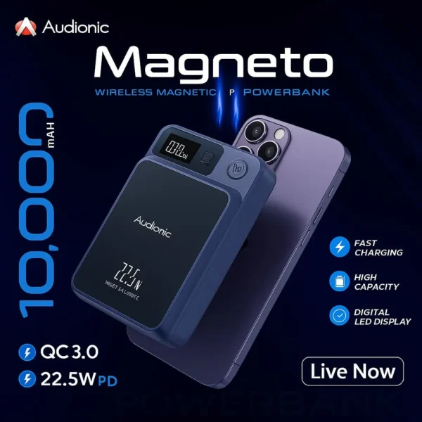 Audionic Magneto Wireless 10000mAh Power Bank – Ultimate Portable Wireless Charger