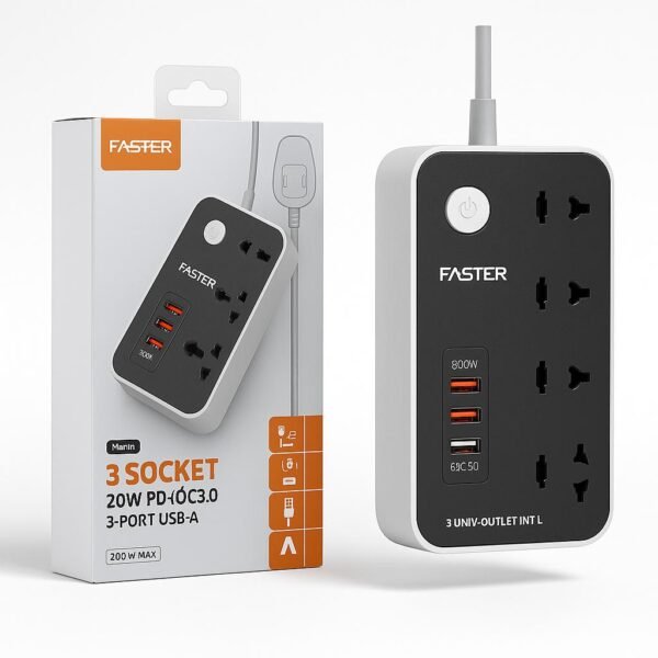FUS-640 Power Strip Extension with PD+3 QC3.0 USB Ports
