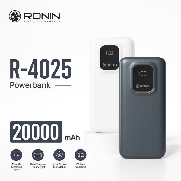 Ronin R-4025 20000mAh Power Bank with Dual USB Ports