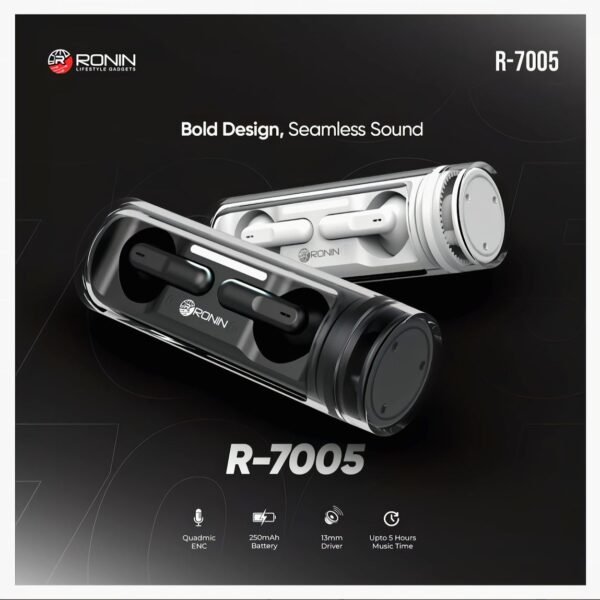 Ronin R-7005 True Wireless Earbuds with ENC and Cylindrical Design